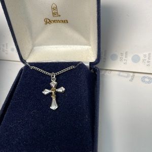 Roman inc. sterling silver and stainless 18” necklace - cross communion chalice
